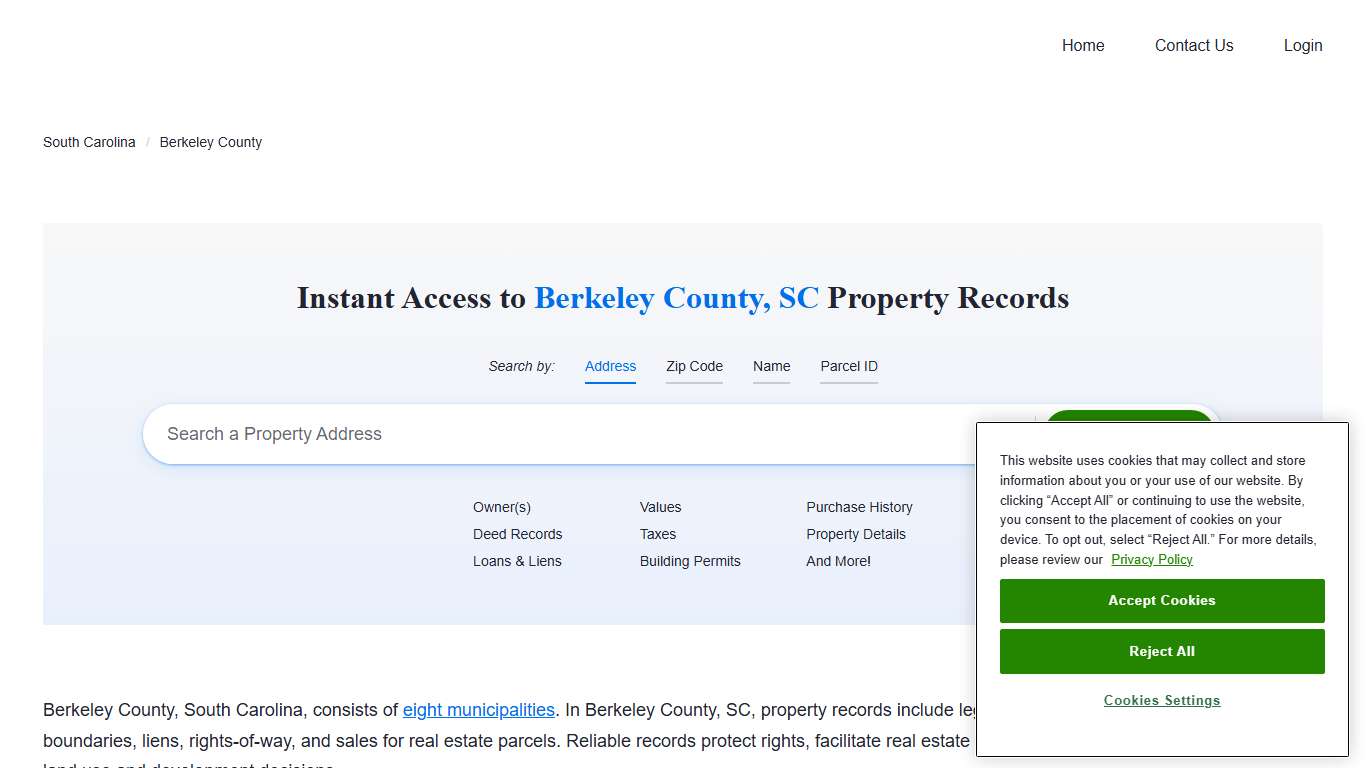 Berkeley County, SC Property Records Owners, Deeds, Permits